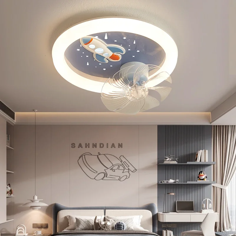 Kids Room Fan Light Boy Girl Bedroom Full Spectrum Eye Protection Princess Astronaut  LED Ceiling Light