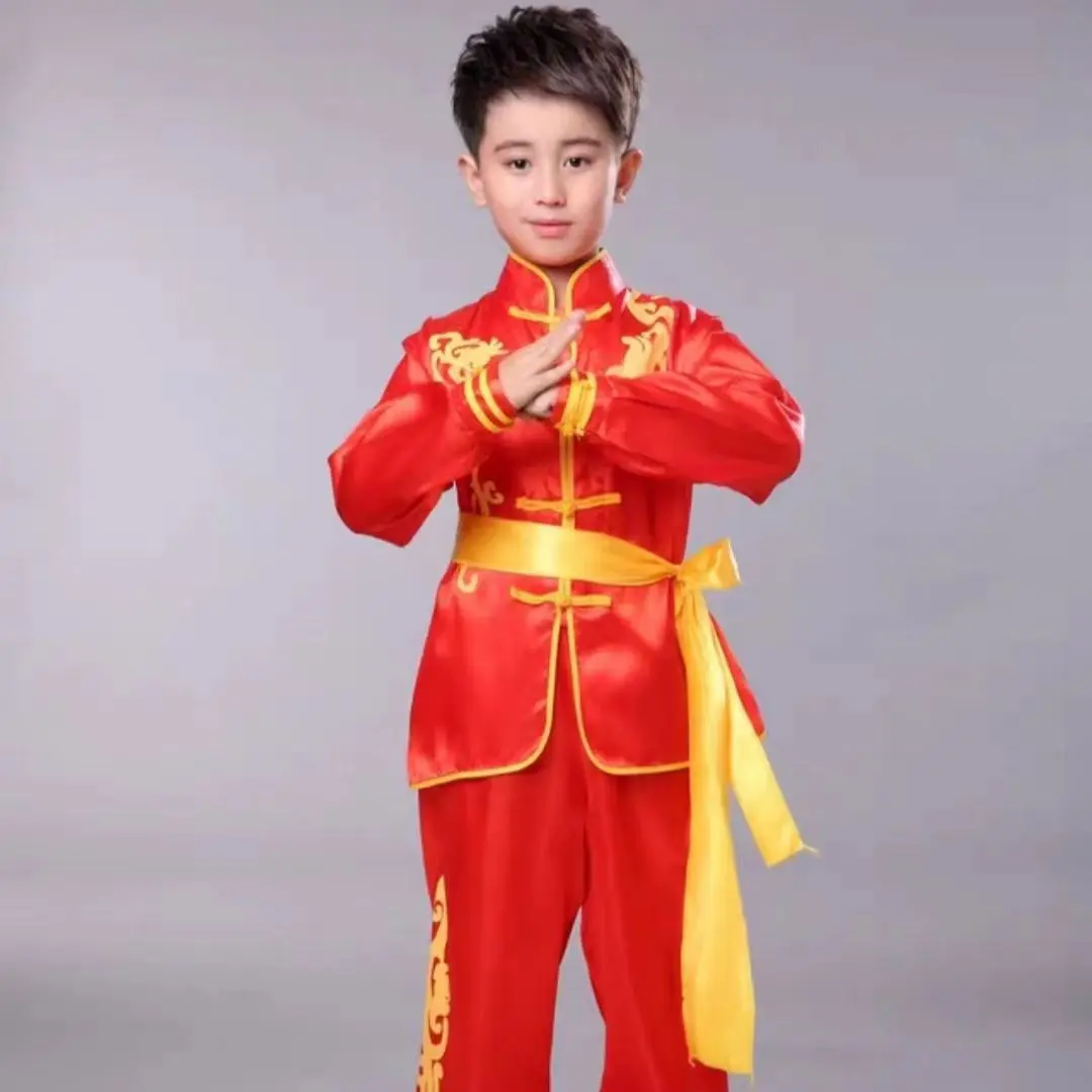 2024 chinese children tai chi wushu clothing dragon print martial arts suit kung fu uniform wing chun shaolin chinese kungfu set