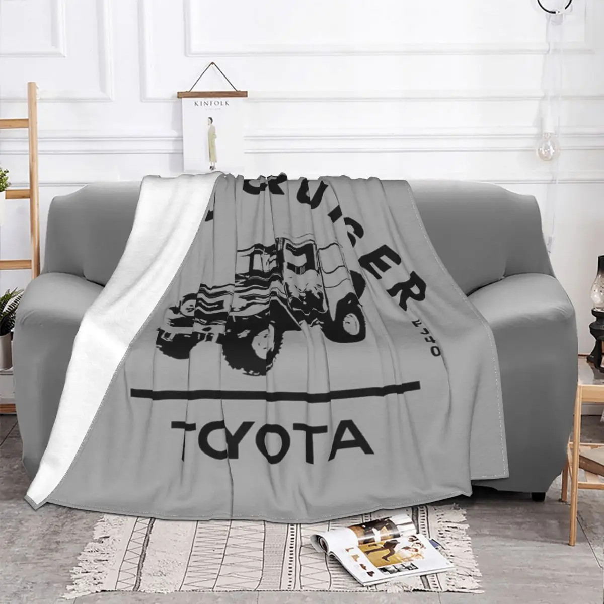 Toyota Land Cruiser BJ40-colcha a cuadros para cama, funda de sofá, manta de muselina, textil de lujo para el hogar