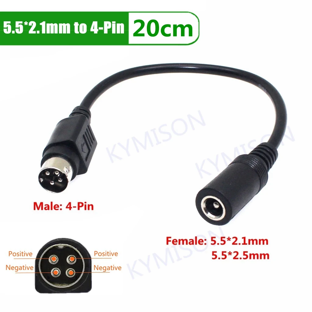 Female 5.5*2.5mm to male 3-Pin / 4-Pin Cable Lead For SATO TG-5011-19V-ES Just a 4-Pin cable For TV LCD VCR power supply