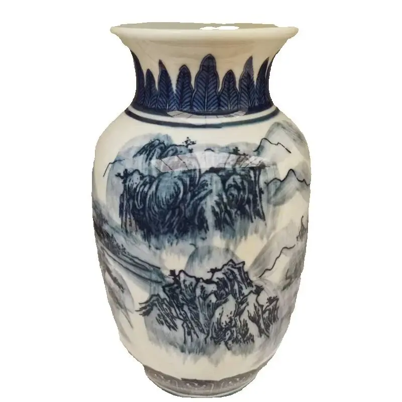 Chinese Old Porcelain Blue And White Landscape Pattern  Vase