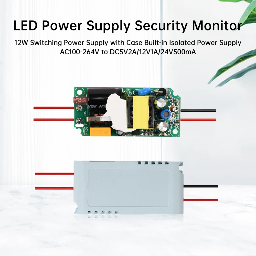 10W 12W Switching Power Supply with Case Built-in Isolated Power Supply AC100-264V to DC5V 2A / 12V 1A / 24V 500mA