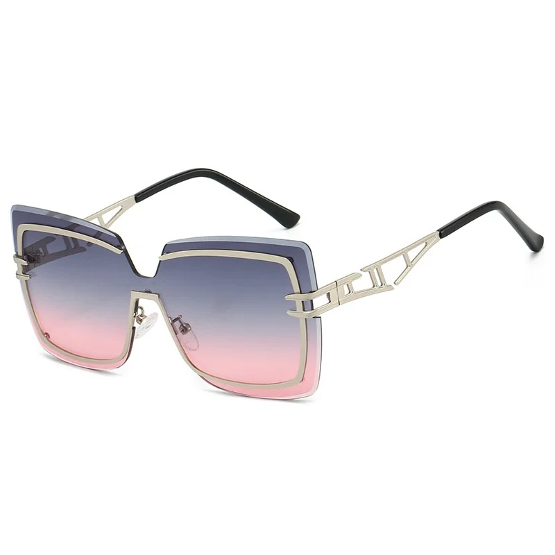 

New Luxury Frameless Gradient Square Women Sunglasses 2025 Brand Double Beam Hollow Frame Design Men Trendy Sun Glasses UV400