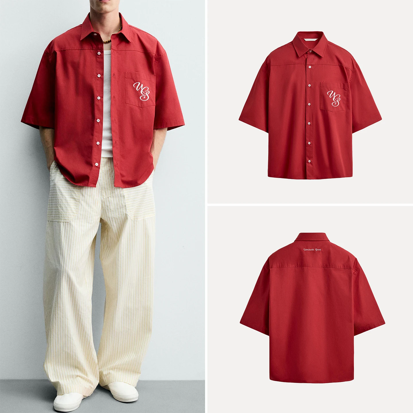 Loose Fit Short Sleeve Men's Shirt Fashionable Embroidery Color Block Casual Style Summer 2026 ZADATA Brand Chinese Origin
