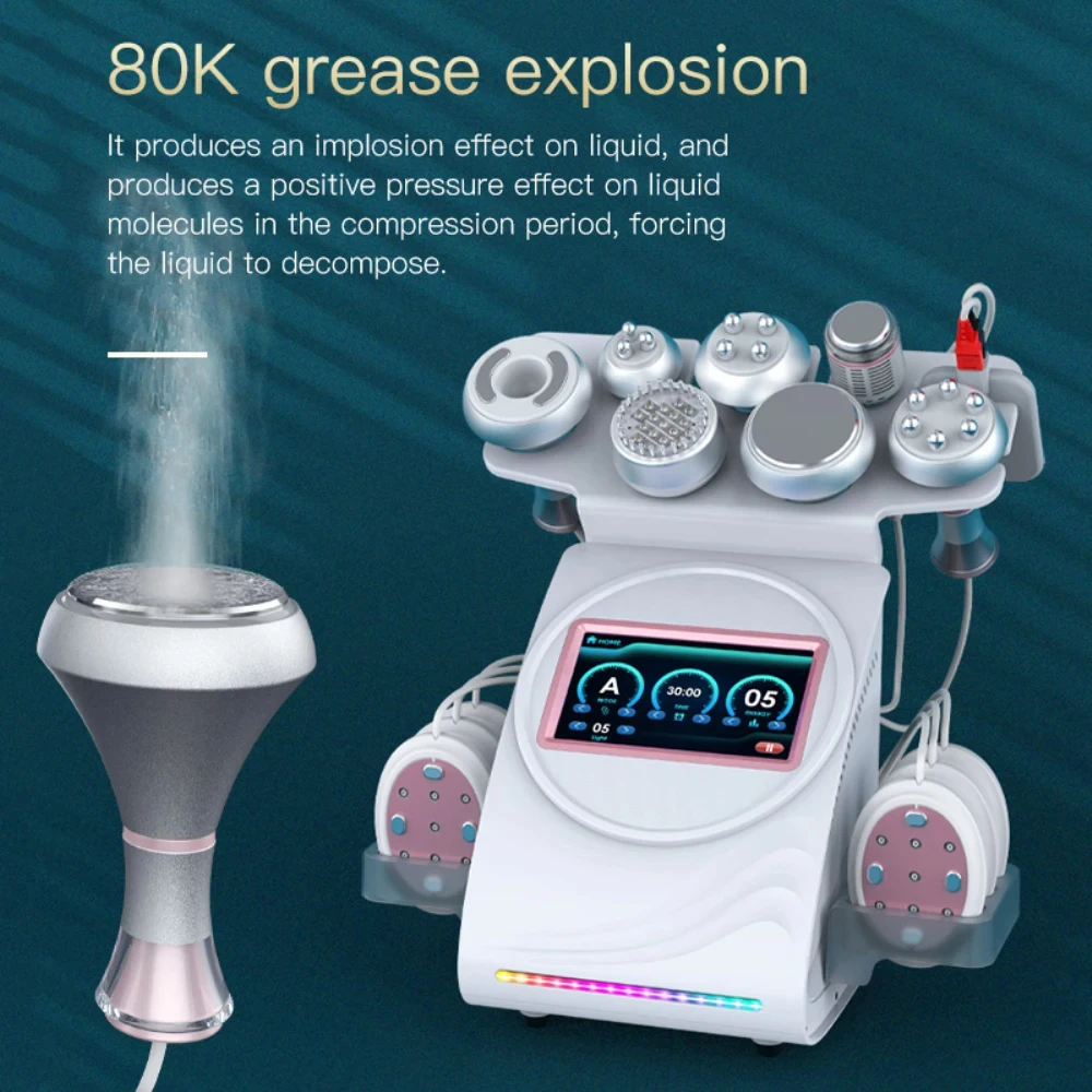 80K Cavitation Machine 9 in 1 Ultrasonic Vacuum Slimming Beauty Device Body Massage Face Lifting Skin Tightening Fat Burning