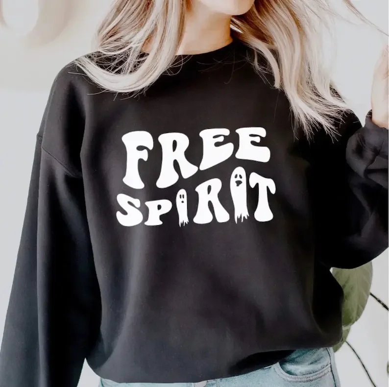 

Halloween Sweatshirt, Halloween Ghost Party Shirt Fall Trick or Treat Cute Ghost Halloween Gift Thicken Warm Women Sweatshirts