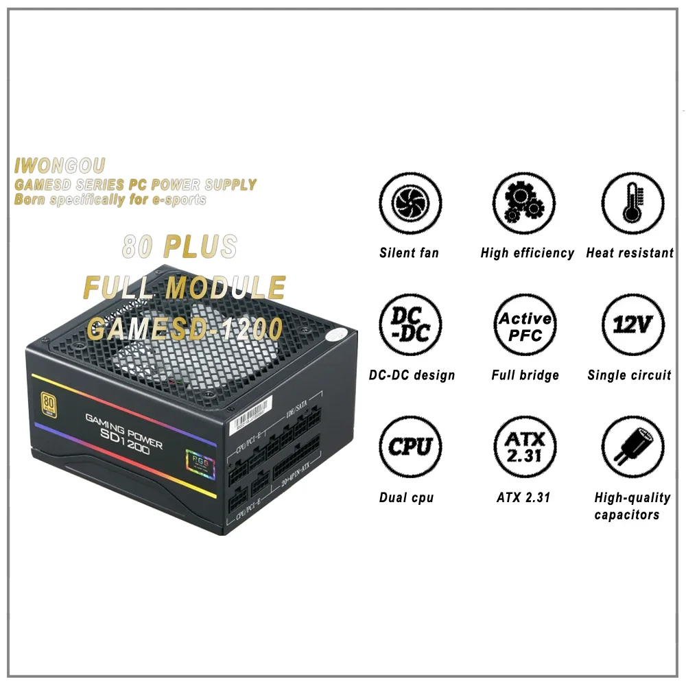 Iwongou-ゲーム用電源,500w,600w,700w,800w,80 plus,atx 850 3.0 Pci-e5.0 w,850 v,110v,220v