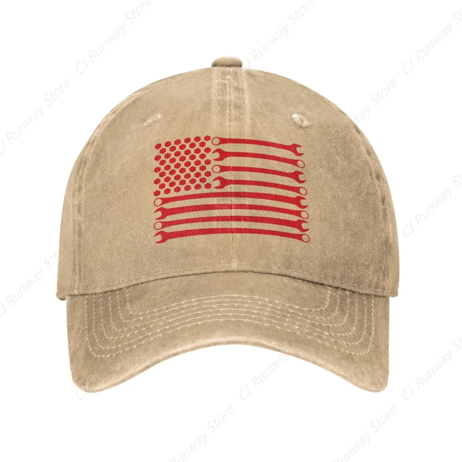 Adult Vintage Trucker Dad Hat,Mechanic DIY Wrench American Flag,Baseball Cap Funny Cowboy Hat