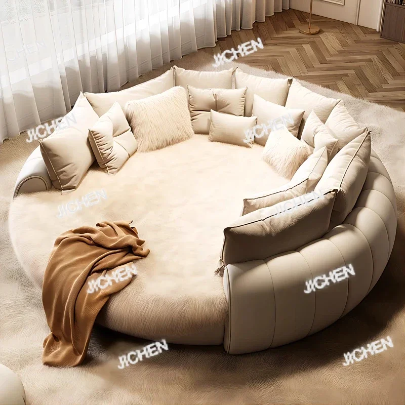 HG مصمم الفتيات سرير حديث 200 × 180 سنتيمتر الفاخرة الإيطالية الملك الحجم غرفة نوم سرير مزدوج علوي مستدير الكبار كاما الأثاث الزوجي #1