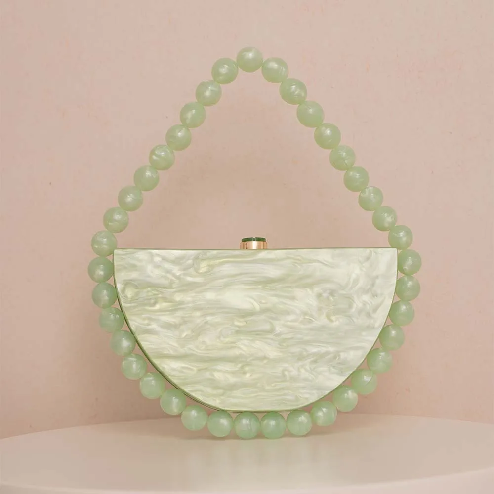 Semi-Round Bead Acrylic Bag Simple Square Dinner Bag Clutch Bag Female