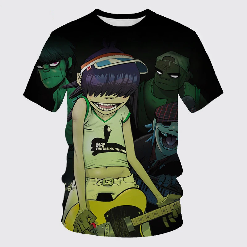 Gorillaz Rock Band T-Shirts 3D Print Summer Men\'s Woman Short Sleeve T Shirt Streetwear Oversized Harajuku Tops Tee Men Clothing