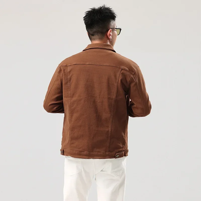 Autumn Denim Jackets Men Fashion Cotton Stretch Slim Denim Jacket Coats Fashion Turn Down Collar Casual Clothes for Men Vintage