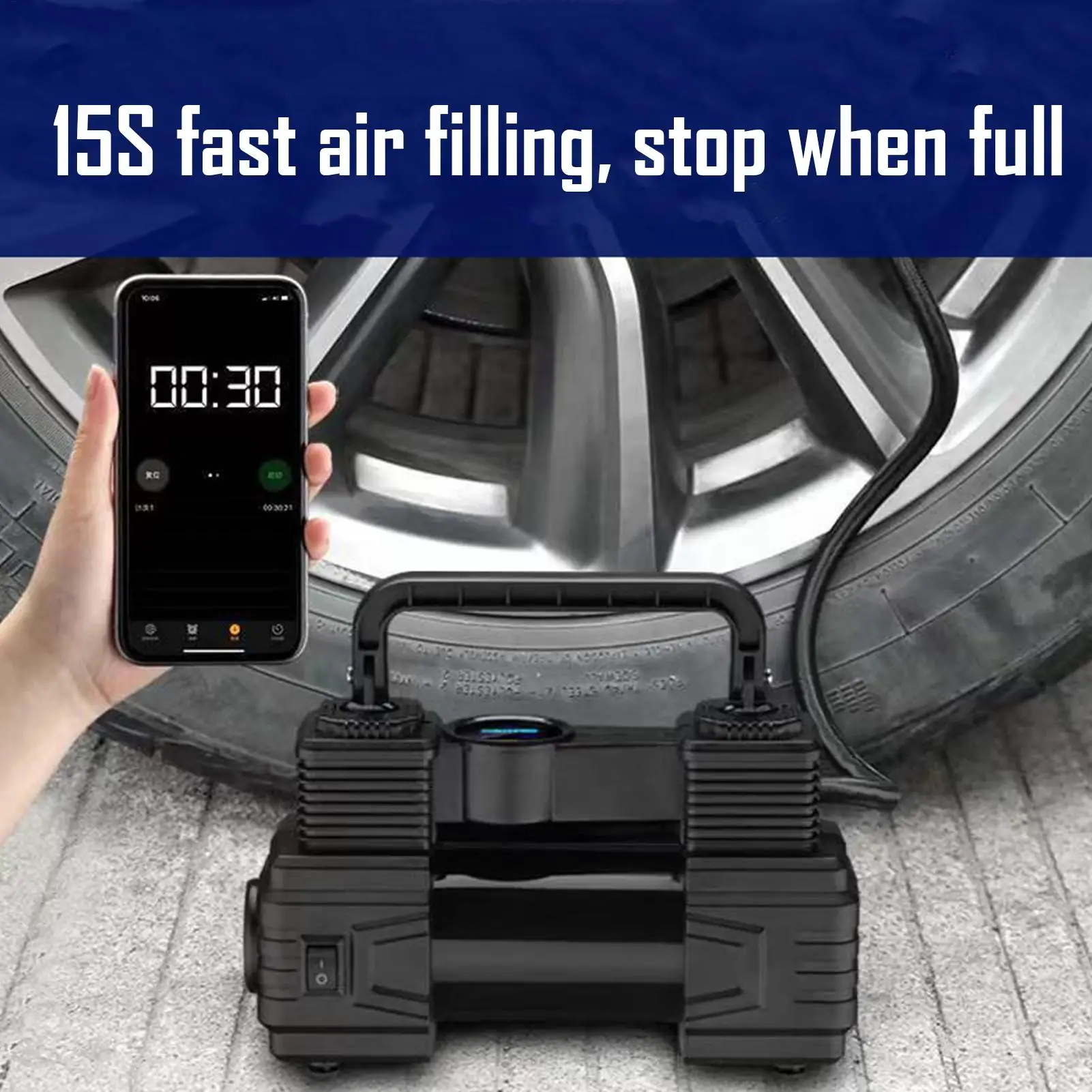 مضخة هواء لإطارات السيارات LED منفاخ لإطارات السيارة لمضخة هواء رقمية كهربائية خارجية للدراجات الهوائية RV Auto Truck Road Outdoor #2