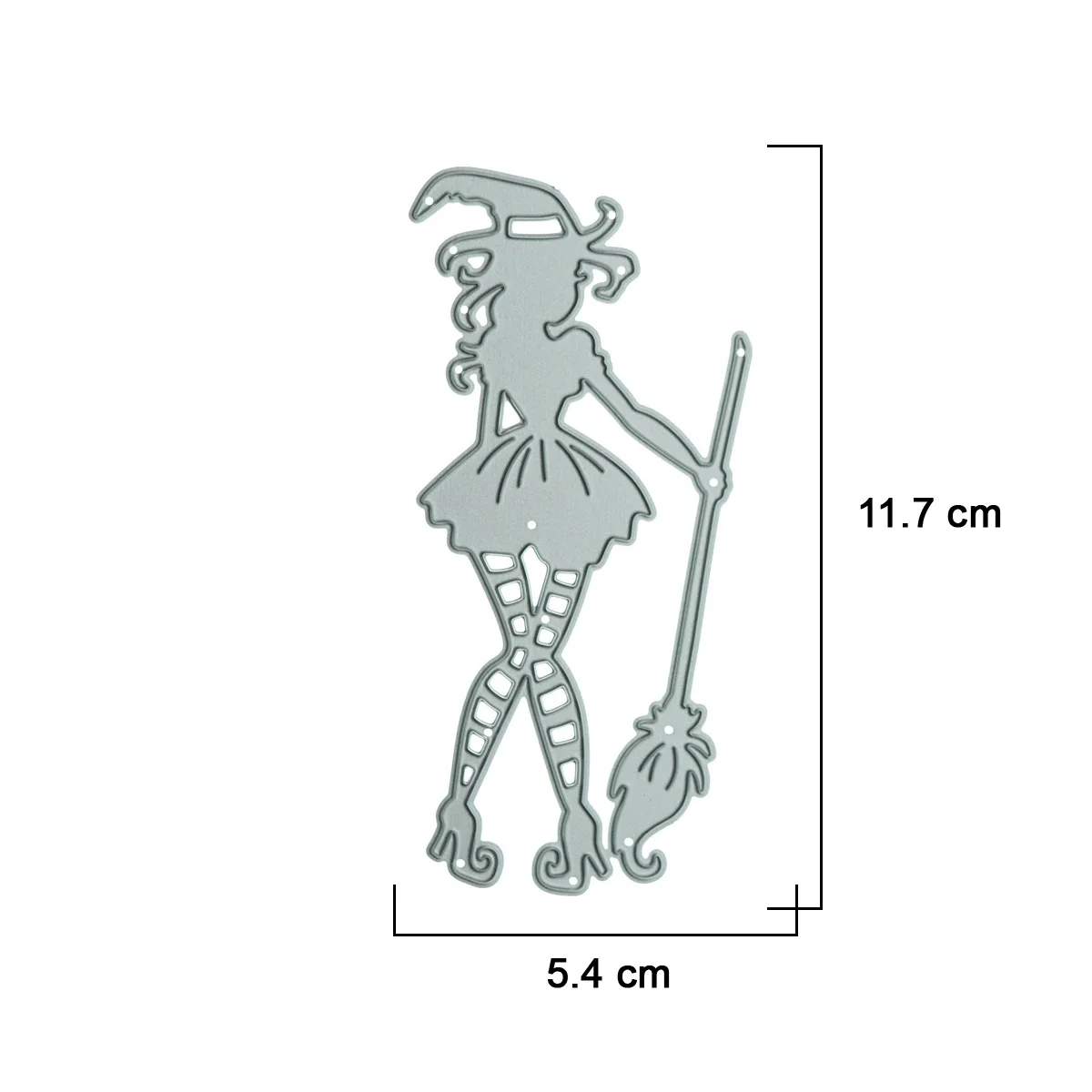 Metal Die Cut Witch Holding Broom Pattern Cutting Stencil For Halloween Postcard Decorating Scrapbooking Paper Card Cutter