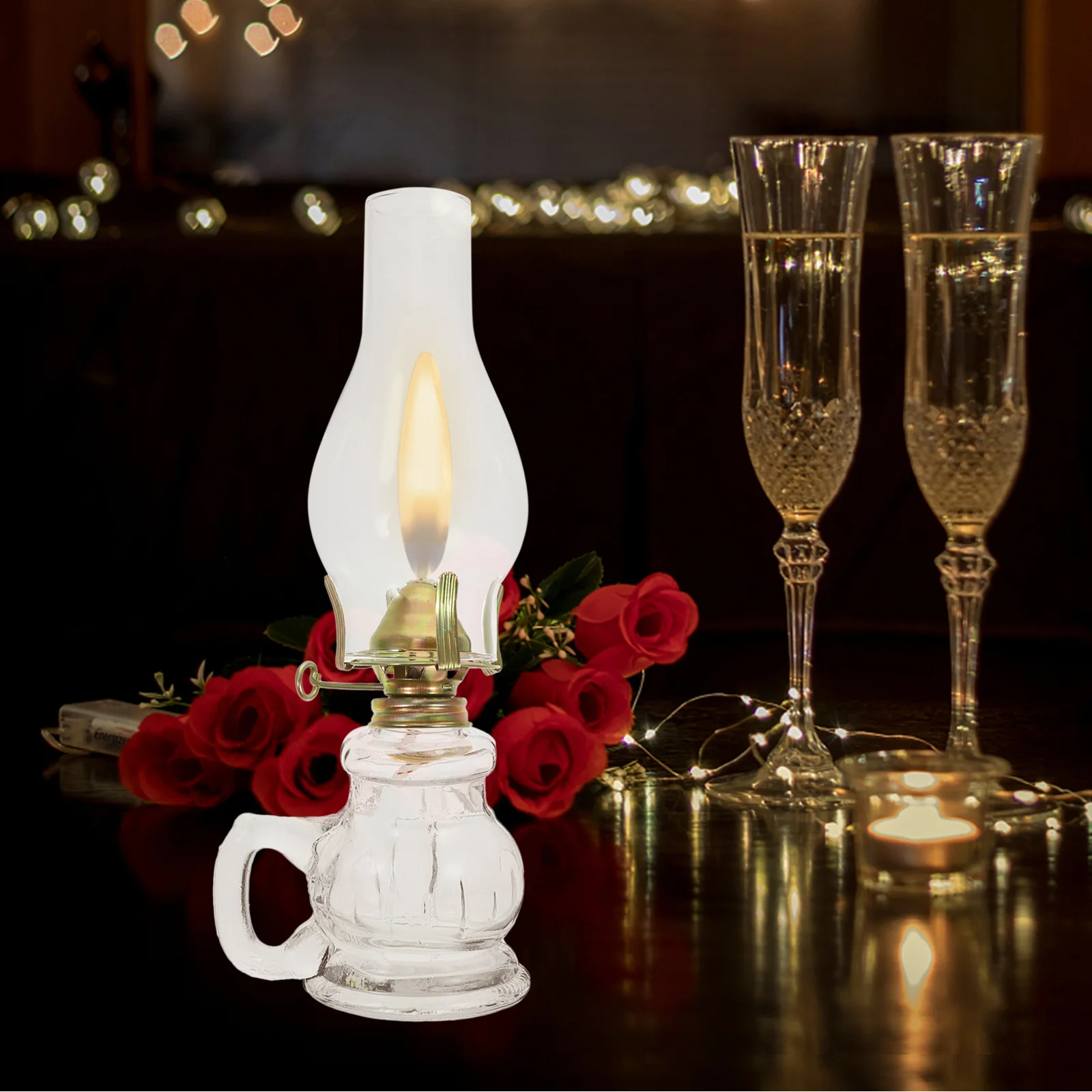 

1Set Clear Oil Lamp Windproof Glass Chimney Replacement Shade Holder for Vintage Lamp Accessories Lamps Shades