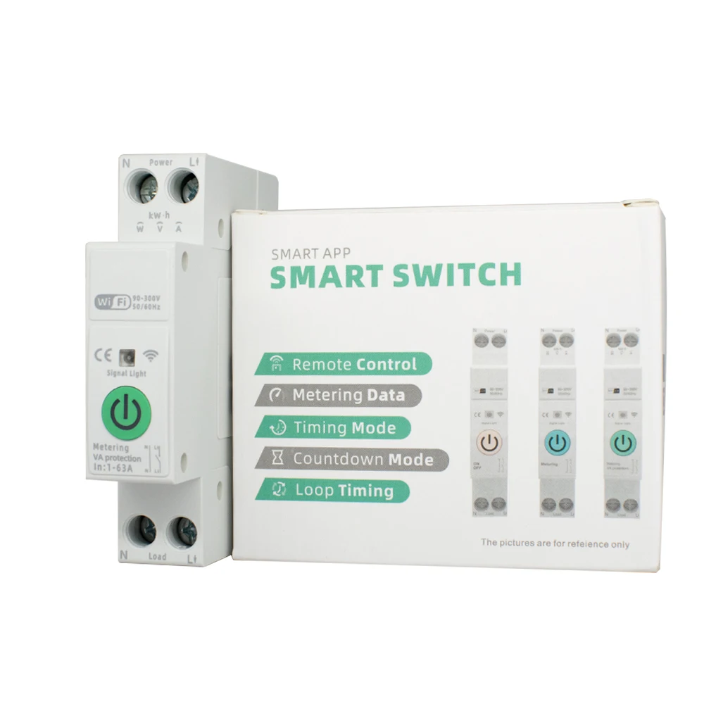 WIFI Circuit Breaker Switch Smart Tuya Energy Meter Voice Remote Control Timer Relay Voltage Current Protection 1-63A Adjustable