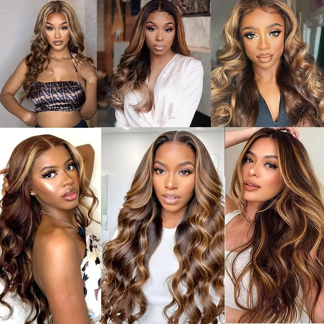 4/27 Highlight Body Wave Human Hair Wigs Brazilian Blonde Brown Piano Color 13x6 HD Transparent Lace Frontal Wig PrePlucked 200%