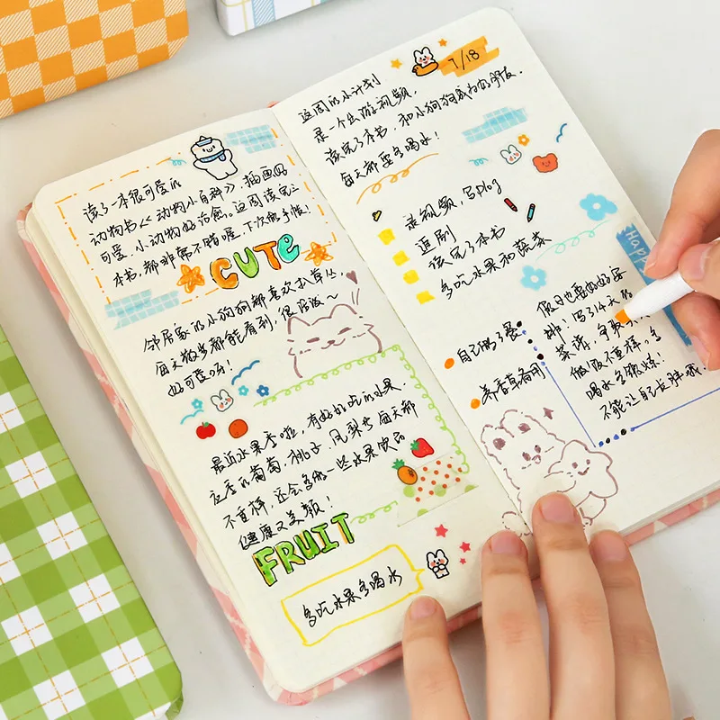 Kawaii Grid Planner Weeks Notebook Agenda Book 다이어리 блокнот Portable Manual Ledger Cute Travel Diary Japanese And Korean Style