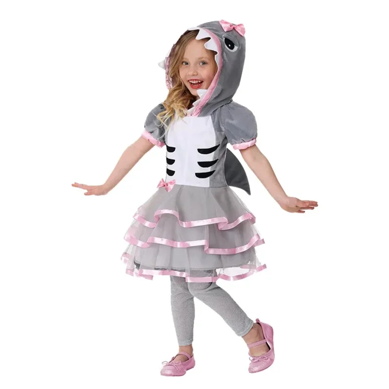Costume cosplay squalo Felpa con cappuccio per bambini Abiti da spettacolo squalo Festa Ragazzo Ragazze Gioco Gioco Costume Halloween Danza Squalo Tuta