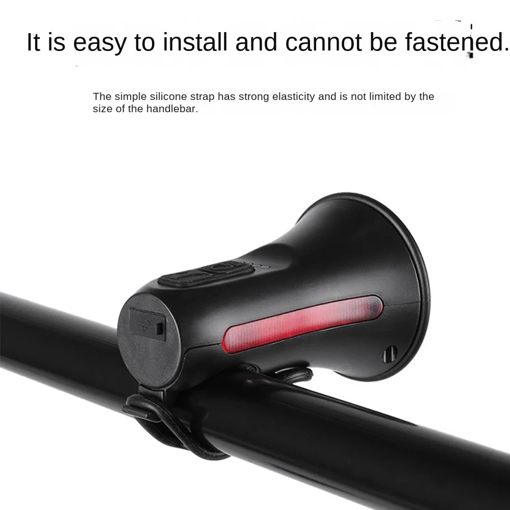 High Quality USB Charge Bike Horn Loud Sound Easy Installation Bicycle Horn Waterproof Anti-theft Alarm Horn Mountain Road Bike