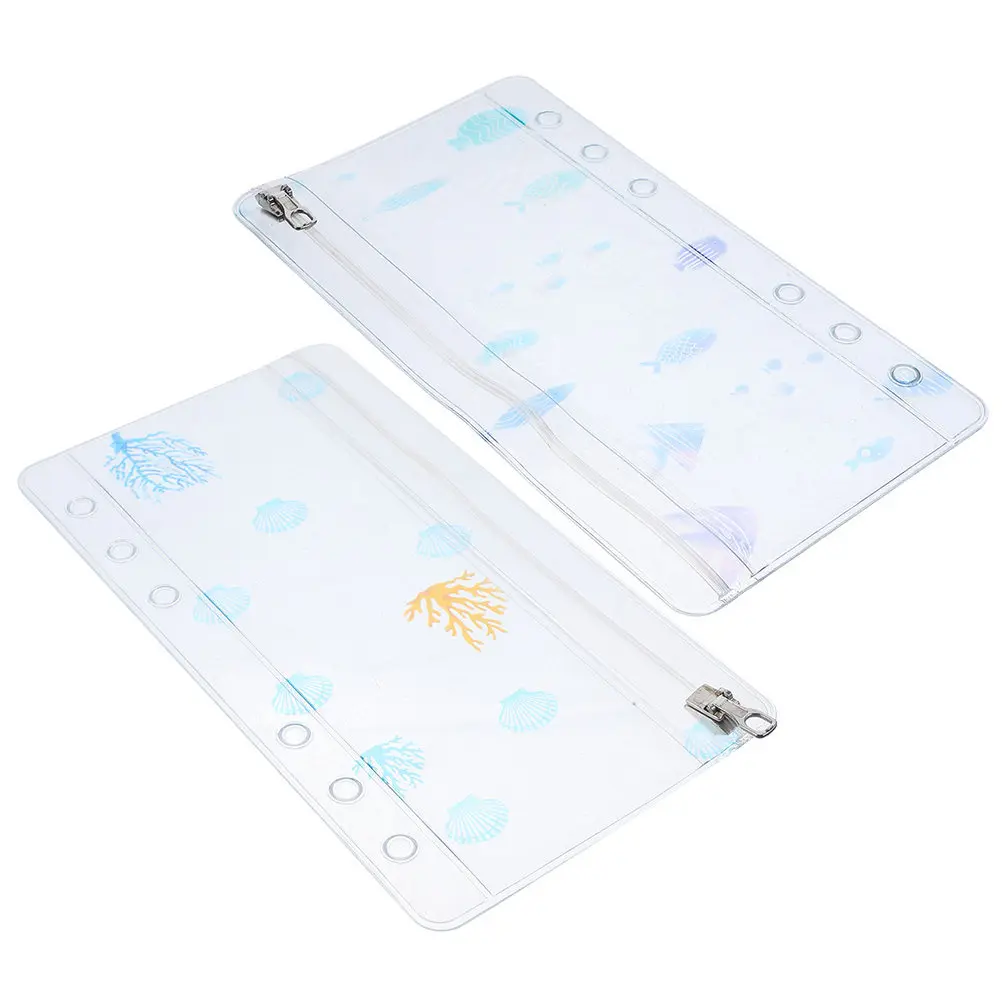 

2 шт. многоразовые карманы на молнии из ПВХ для папок на 6 колец, для чеков, счетов, визиток