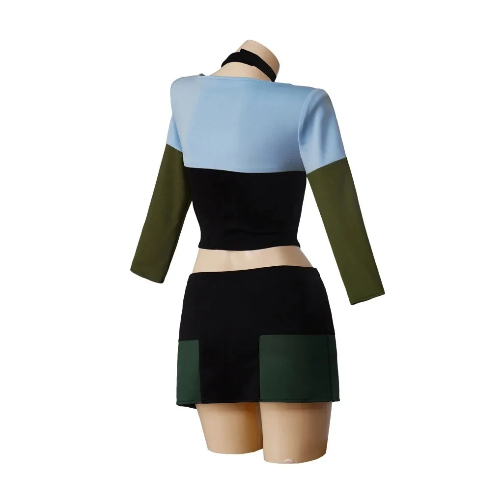 Gwen Cosplay ort jupe loween Costume femme Patchwork couleur Blo Anime tenue île survie bataille fibre de Polyester