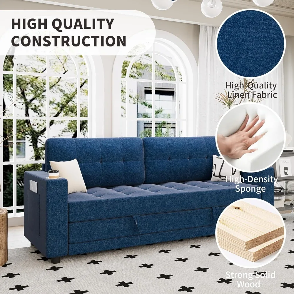 أريكة سرير فوتون مقاس 83 بوصة عرضًا و84 بوصة طولًا، أريكة نوم بمقعدين سميك مقاس 6 بوصات، أريكة قابلة للسحب، أرضية قابلة للتحويل #4