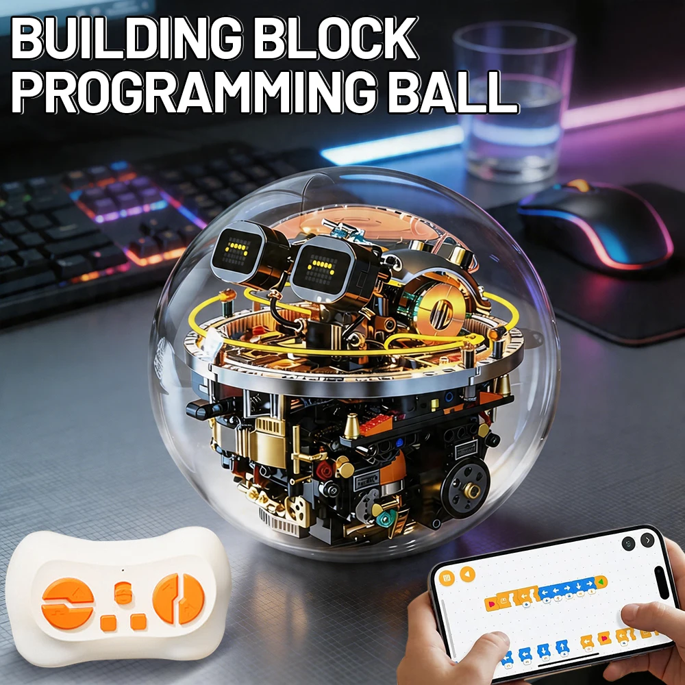 

804Pieces Programmable Sci Fi Robot Ball Remote Control Dynamic Building Blocks Assembly Smart Electronic Toy Creative Tech Gift