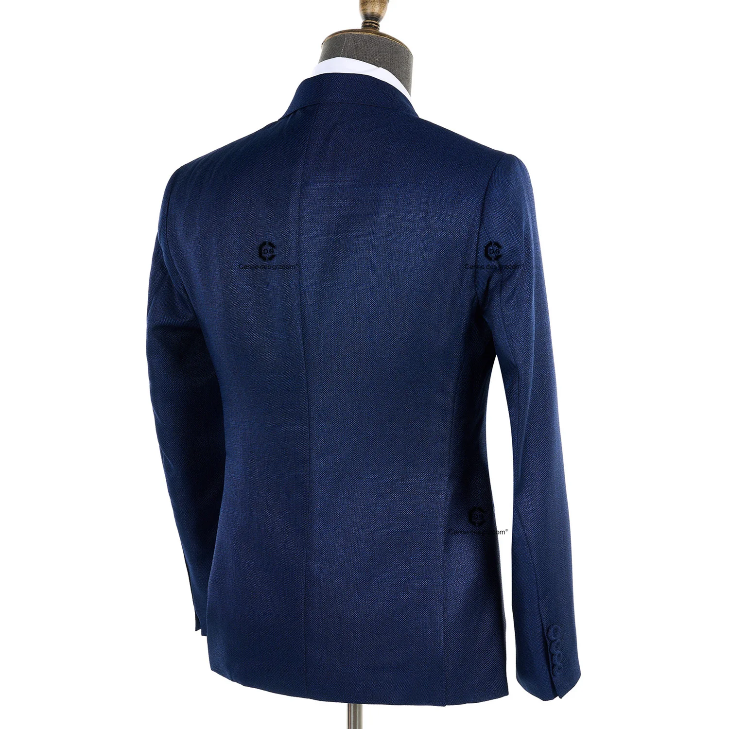 Cenne Des Graoom 2024 New Elegant Blue Man Suits Double Breasted Hand Sewn Buttons 2 Pieces Set High Quality Slim Fit Wedding