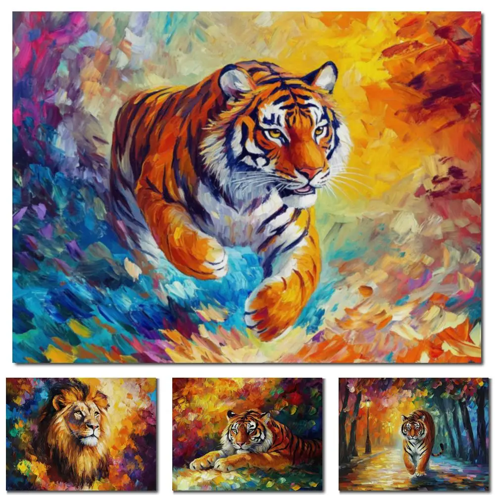 

Бенгальский тигр, джунгли, холст, абстрактная современная текстура ручной работы, картина маслом в виде животных для прихожей, домашнего офиса, большой декор