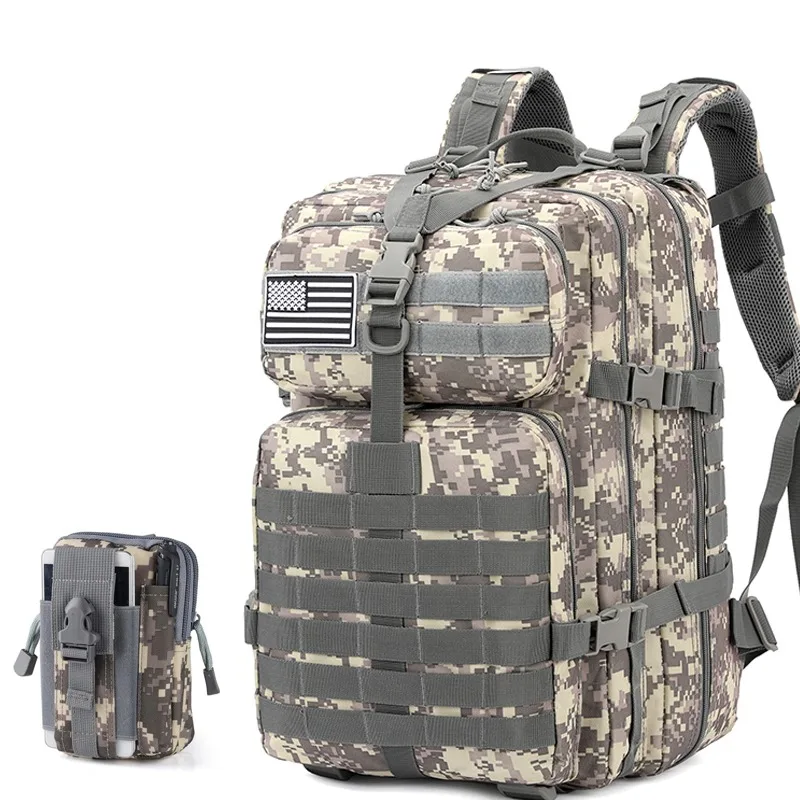 

50L Stronger Work & Military Backpack Resistant and Heavy Duty | 3 Day MOLLE Bug Out BagGift outdoor multi-functional carabiner