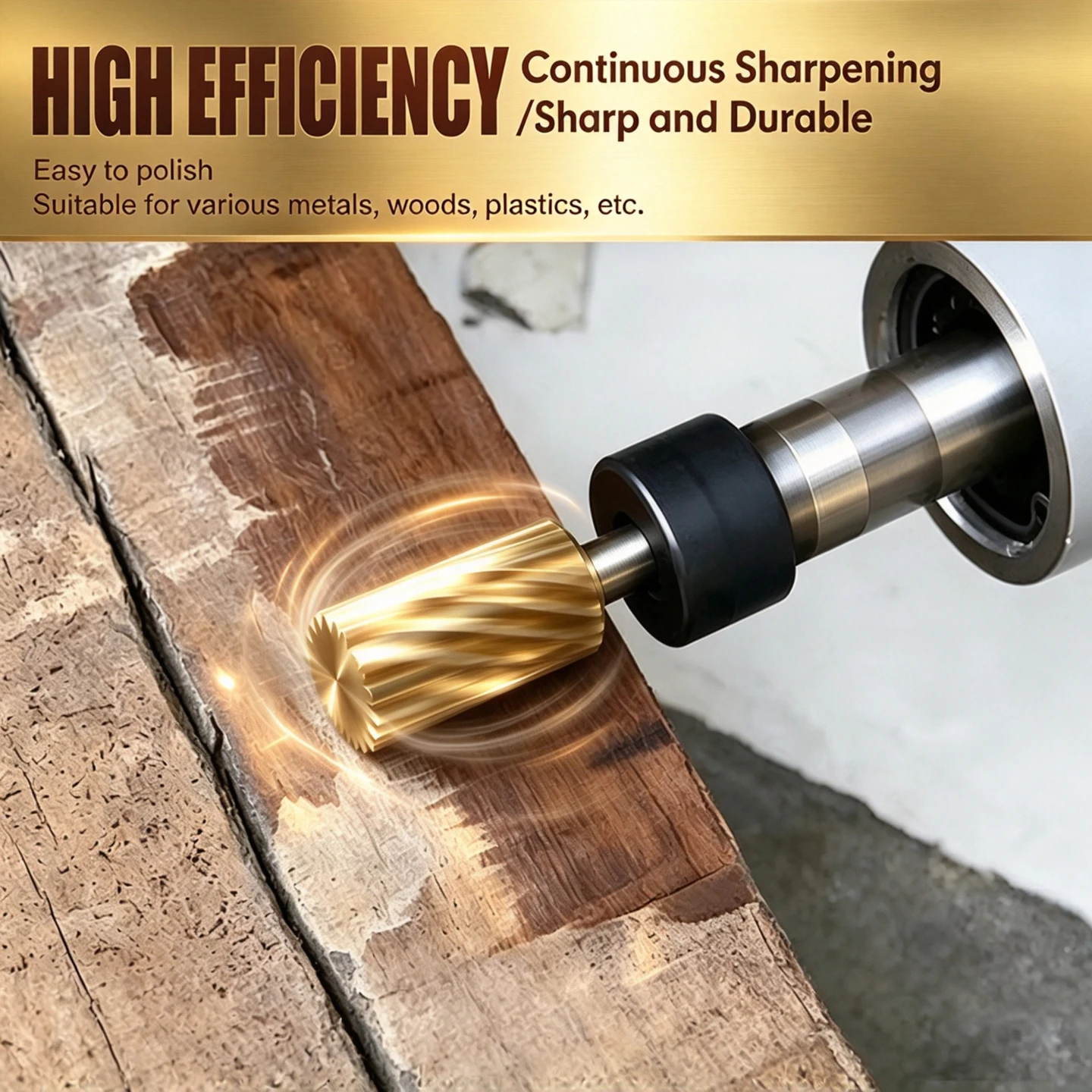Rotating File High Speed Steel 5PCS Set Titanium Coated Hex Shank High Efficiency for Wood Metal Grinding Carving Polishing
