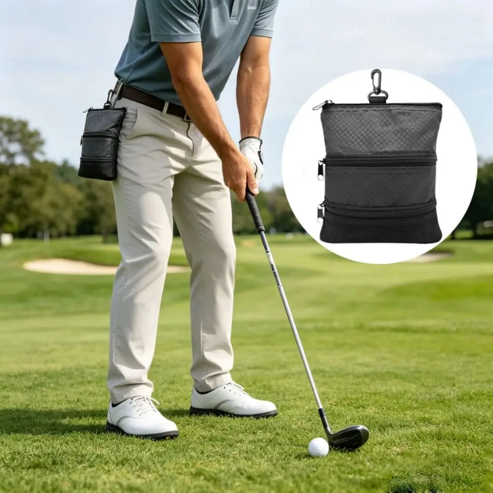 Multipurpose Waterproof Golf Ball Bag Three Layer Large Capacity Golf Storage Bag Zippered Portable Golf Carrier Outdoor Golf