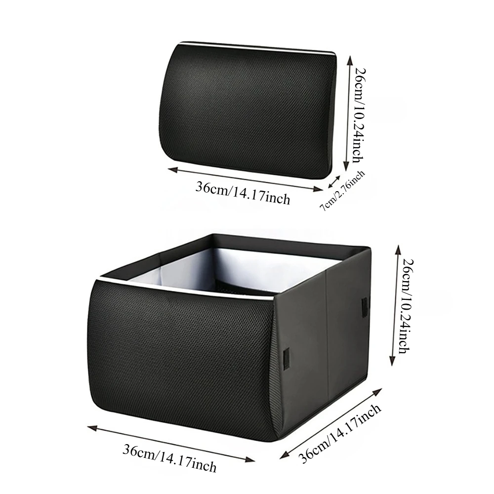 2-in-1 Multifunctional Car Seat Backrest Cushion Storage Box, Lumbar Support, Rectangular Foldable Trunk Car Organizer