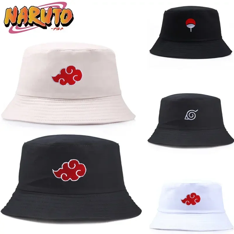 Naruto Akatsuki Bucket Hats Anime Summer Fisherman Hat for Men Women Cartoon Casual Bucket Hats Hip Hop Panama Hat Bob Cap Gift