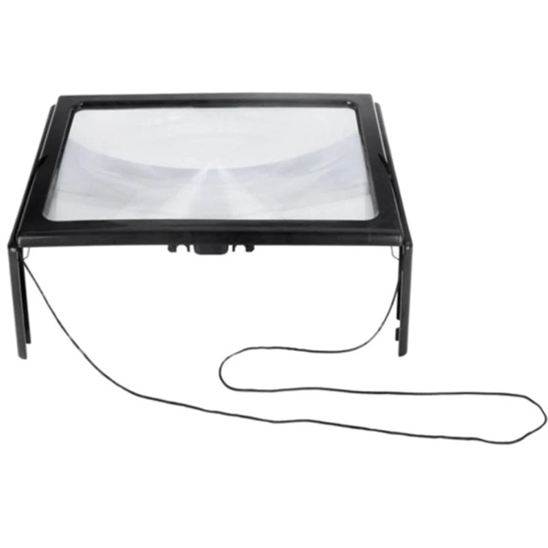 Full Page Optical Magnifying Desk Magnifying Glass Foldable LED Lens For Elderly Sewing Knitting