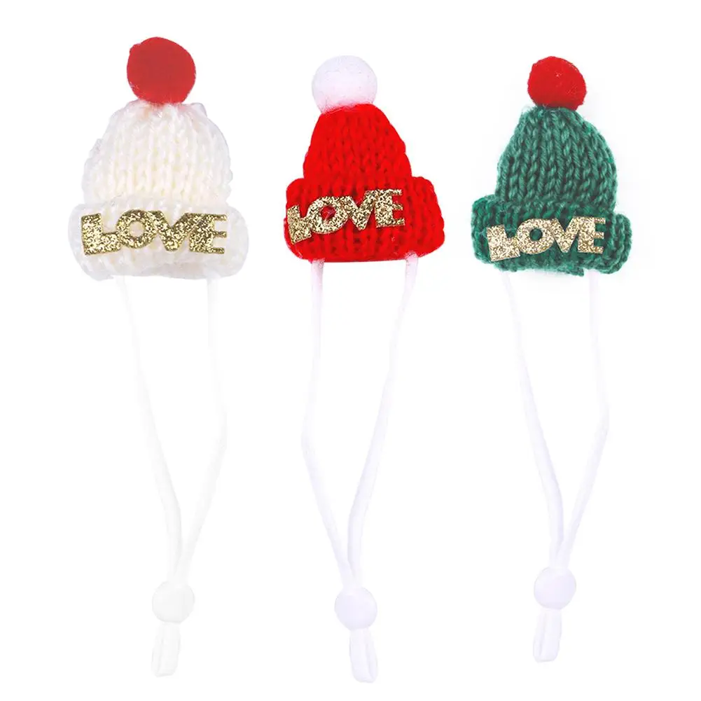 1pc/3pcs Pet Christmas Hat With Letters Love Pompon Design For Hamster Guinea Pig  Hedgehog  Small Animals