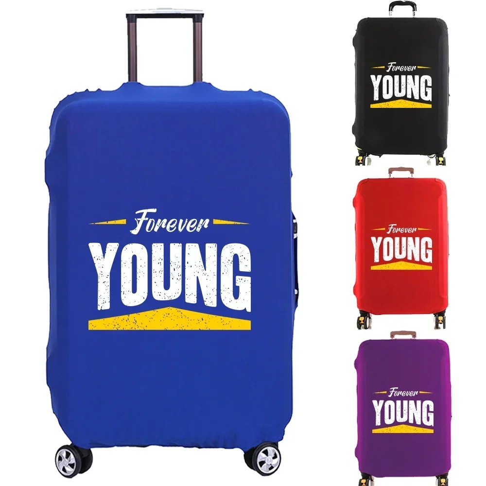 Luggage Cover Suitcase Protector Forever Young Letter Thicker Elastic Dust Cover for 18-32 Inch Trolley Case Travel Accessories