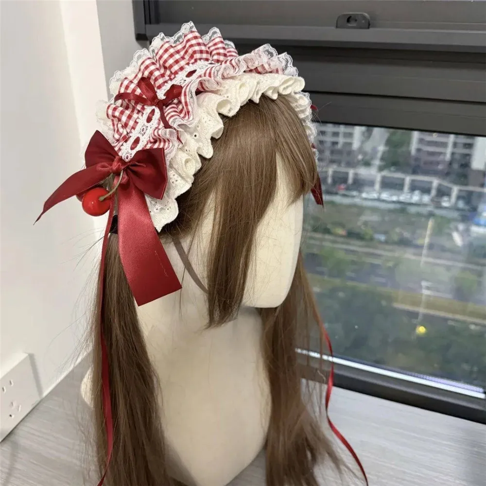 Lolita headband Cute sweet cherry hairband Japanese girl red KC hair ornament Anime headdress
