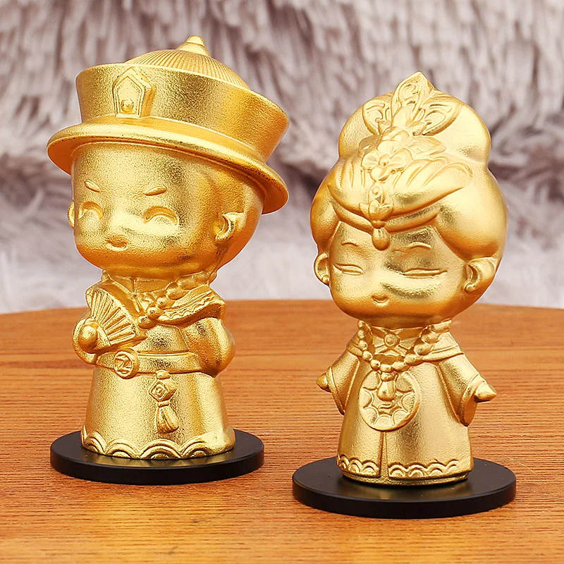 Brass Prosperity Brought by the Dragon and the Phoenix Queen Creative National Fashion Ancient Style Ohlala Couple Bronze Statue