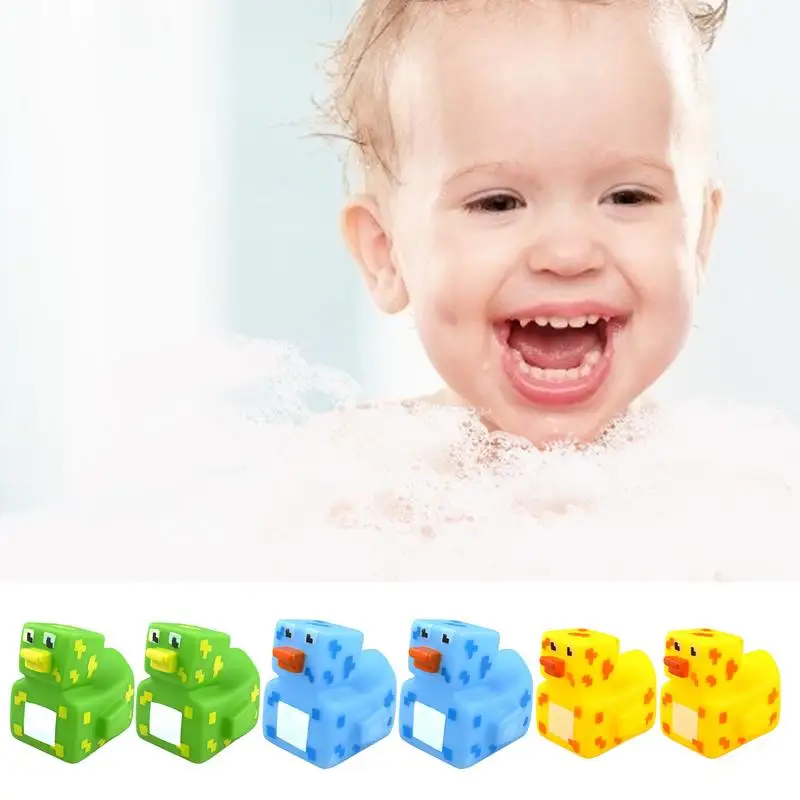 Duck Bath Tub Toys Robot Rubber Ducks Mini Duckie Toys For Bath Pool Assorted Colors Pixelated Design For Carnival Supplies