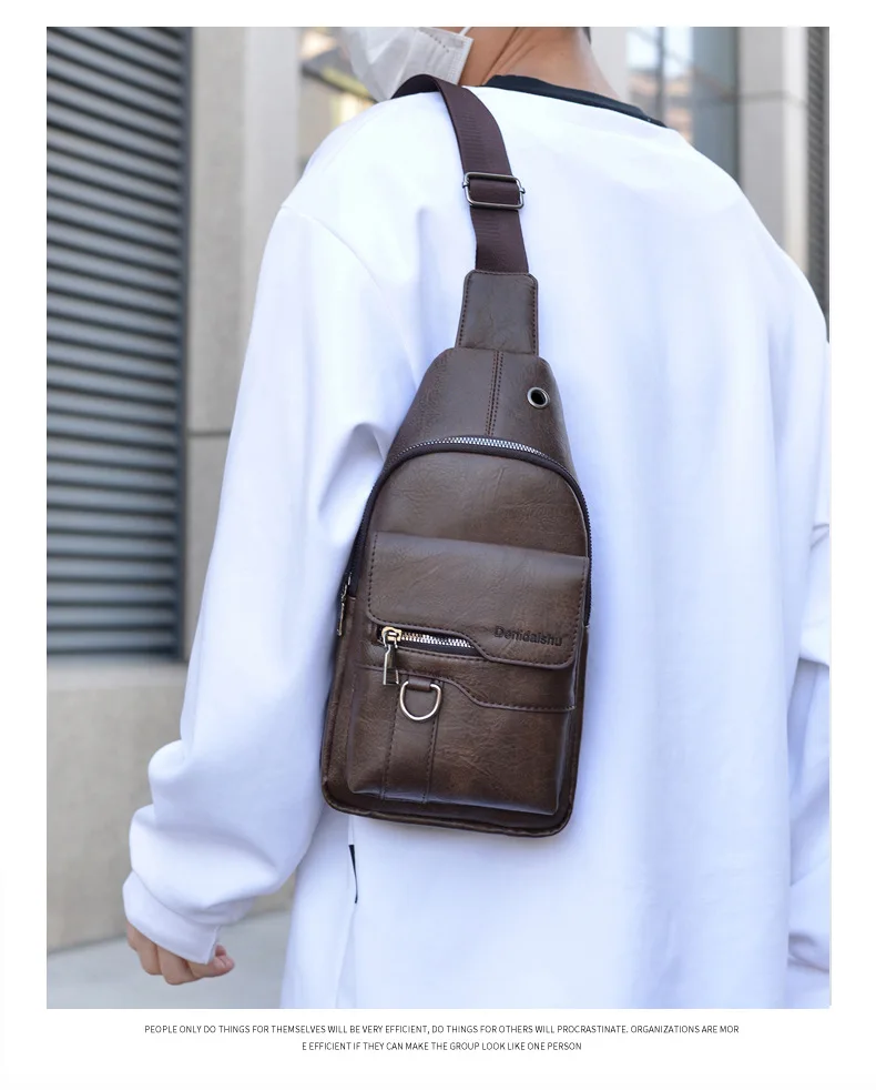 New Chest Bag, Men's Versatile Shoulder Bag, Large Capacity Solid Color Waterproof Crossbody Bag, Men's Business Travel