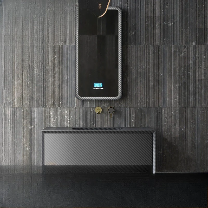High-luxury new carbon fiber bathroom cabinet, hotel and homestay bathroom wash basin cabinet combination