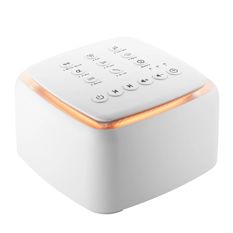 Máquina de ruido blanco, máquina de sonido recargable para bebés y adultos, 30 sonidos calmantes y luz cálida para dormir duradera