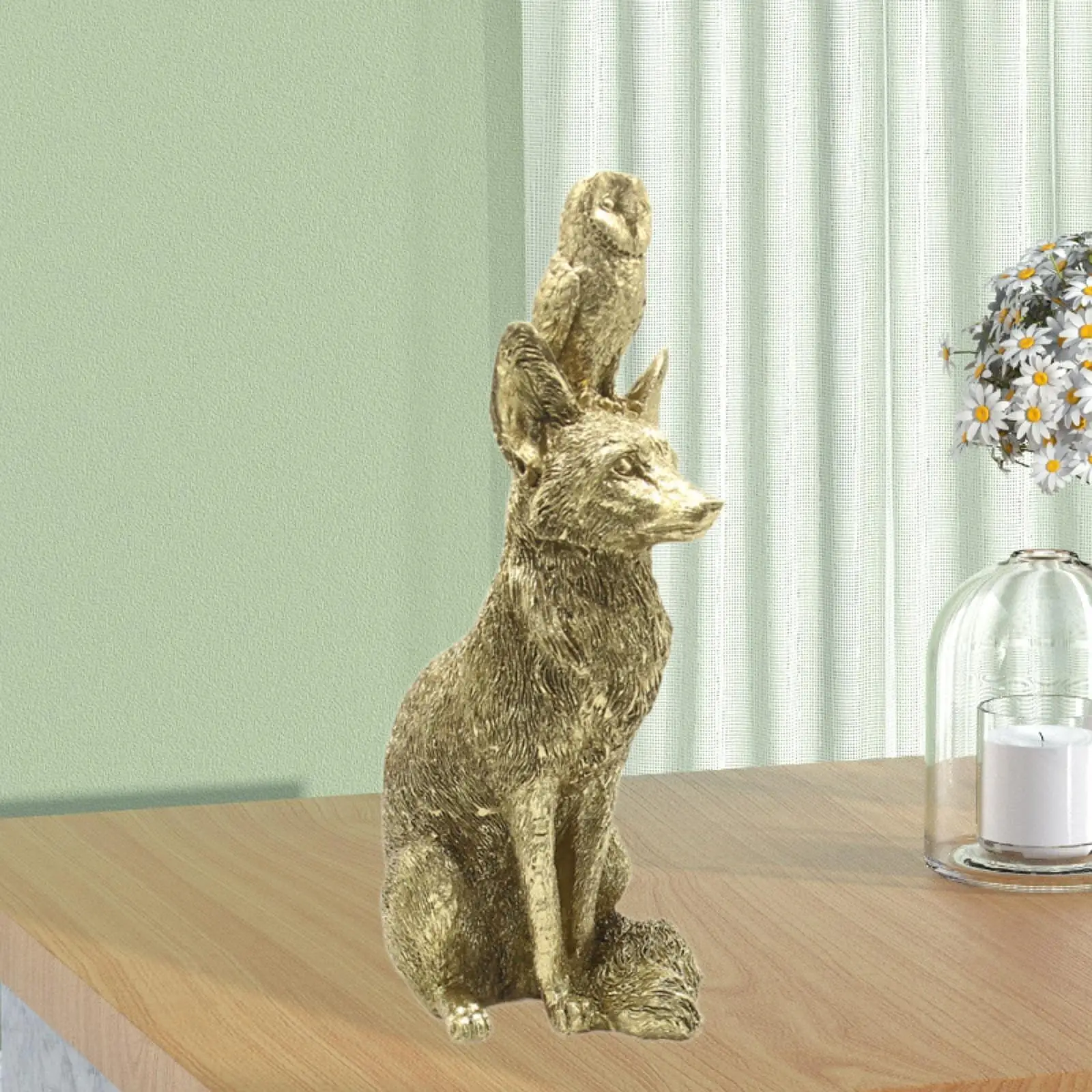 

Скульптура лисы совы, креативные мультисценарий, художественные изделия, подарок на день рождения, украшения для дома, книжный шкаф, офис, прикроватная тумбочка