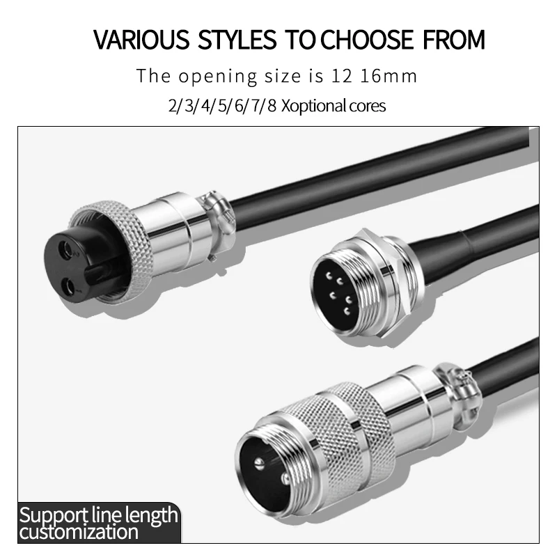1Pcs GX12 Waterproof Aviation Connector with Wire, 2-7 Pin Male Female Cable Plug for Industrial Machinery & Equipment