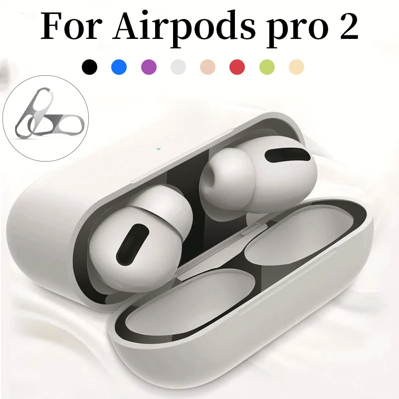 สำหรับ Airpods Pro 2สติกเกอร์ฝุ่นอุปกรณ์เสริมหูฟังโลหะสติกเกอร์สำหรับ Apple Airpod 3 Pro 2รุ่นป้องกันฟิล์ม