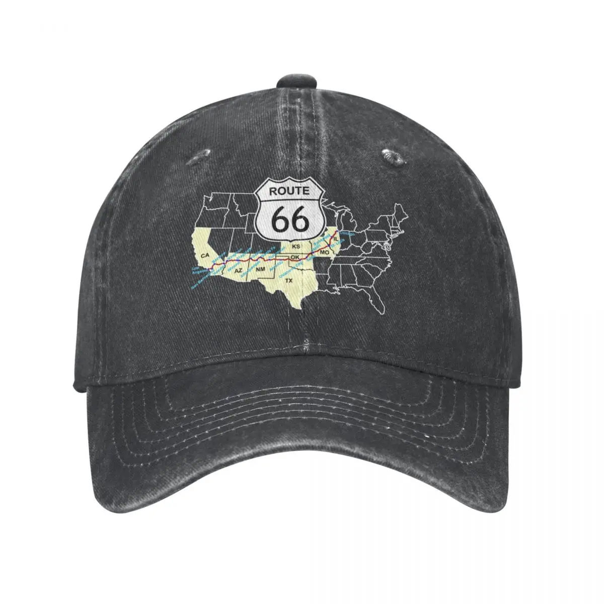 Route 66 Baseball Caps Vintage Distressed Washed Mother Road American Classic Retro Oldschool Sun Cap Unisex Outdoor Golf Caps