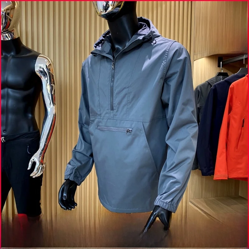 

Outdoor Men's Loose Fit Windproof Jaet f Zip Hooded Spring New Sle Casual Youth ular Stand Sve Long Outerwear