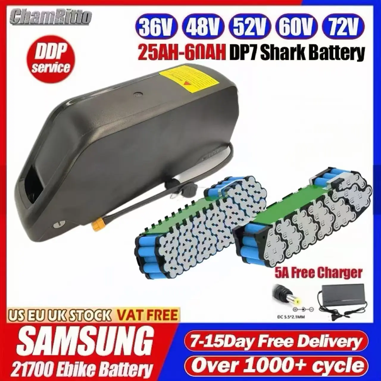 

36v 48v 52v 60v 72vElectrical Bicycle Hailong Polly DP7 25 30 40 50 60ah Batteriy cham rider ebike 1000w 2000w Lithium Batttery